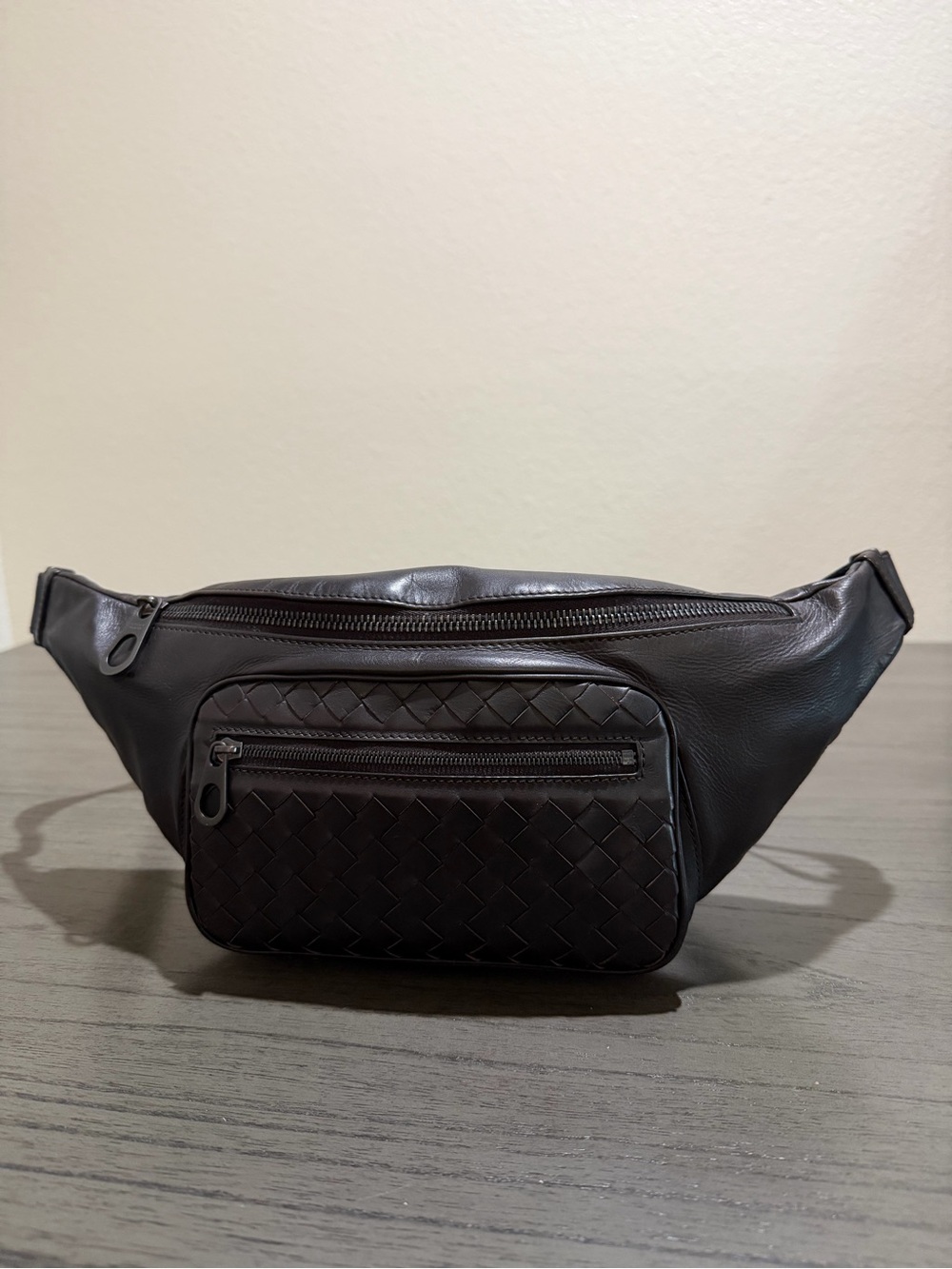 BOTTEGA VENETA Brown Leather Intrecciato Belt Bag